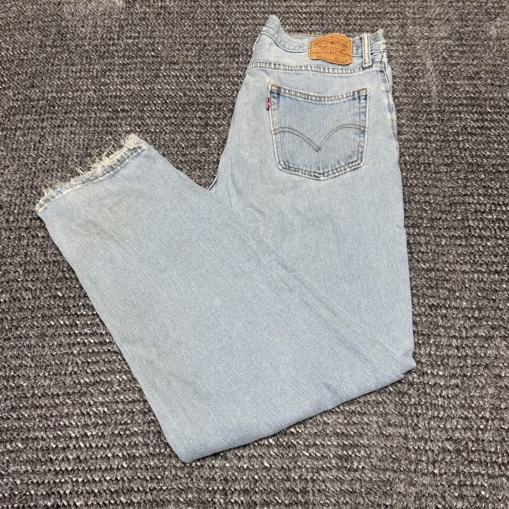 Levis 560 Mens Jeans 36x34 Comfort Fit Light Wash Blue Denim Distressed Y2K